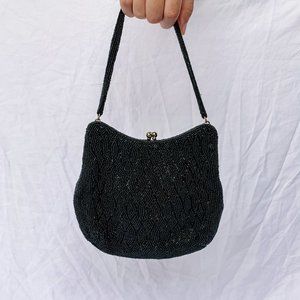 vintage black beaded purse